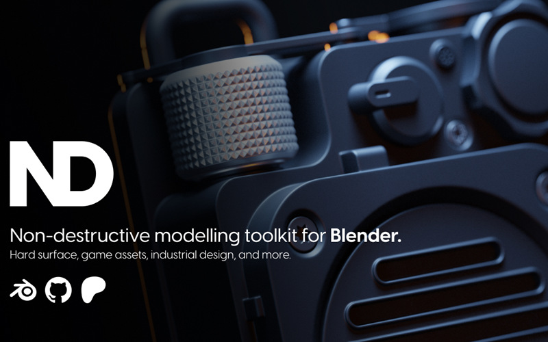 【Blender插件】ND – Non-Destructive Modelling V1.48 非破坏性科幻硬面建模