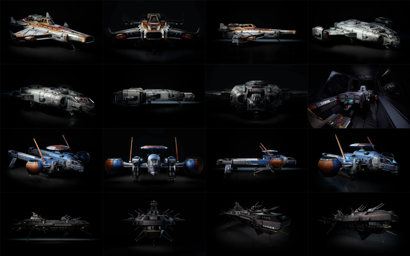 5艘宇宙飞船太空战舰飞行器3D模型 Sci-Fi Spaceships