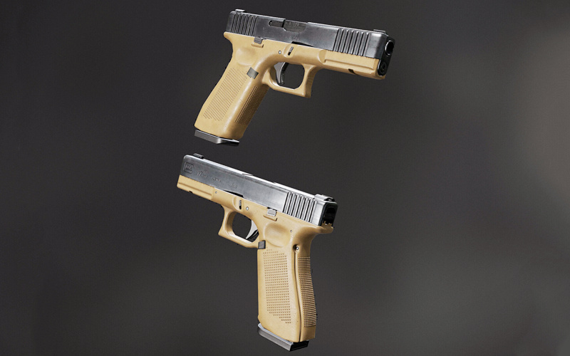 1款格洛克17型手枪武器3D模型FBX格式带4K纹理TGA贴图